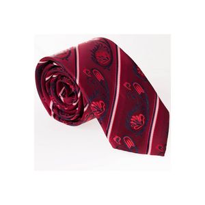 Cravate fait main à motif châle bleu marine rouge bordeaux et motif italien rayé - Product Image 1