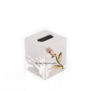 Forme unique de boîte en métal enduit de poudre de couleur blanche d'excellente qualité avec le support moderne de papier de soie de vaisselle de concepteur de fantaisie - Product Image 5