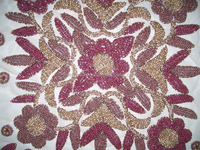 Ensemble de nappes de table en organza carré à broderies florales élégantes, 4 nappes de table en dentelle luxueuses, faites à la main, de haute qualité, personnalisables