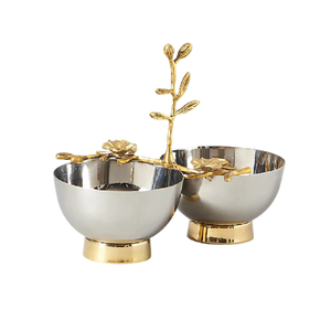 Assiette à légumes en acier inoxydable finition or en métal de haute qualité Outils à salade Assiette en métal Bol de service - Product Image 3