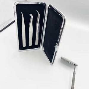 แหนบต่อขนตาสำหรับคิ้วสีทองแบบกำหนดโลโก้ได้เองและเคสแม่เหล็กและกระจก - Product Image 1