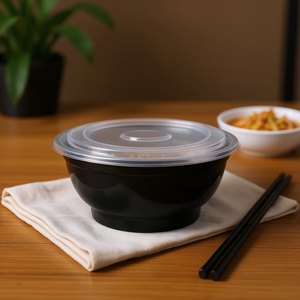 Ciotola per Noodle Monouso in PP da 42oz, Contenitore per Pranzo Bianco e Nero - Product Image 3