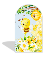 Housse en tissu en forme de nid d'abeille personnalisée, thème abeille, fond en tissu pour la décoration de fête d'anniversaire, pour événement festif