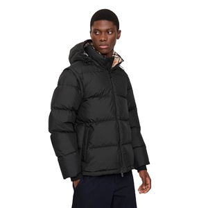 Chaqueta de Burbuja Negra de Nailon Transpirable y Resistente al Viento de Primera Calidad al por Mayor OEM, Mangas Desmontables, Capucha, Logotipo Personalizado de Alta Calidad - Product Image 3