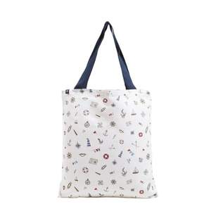 Bolso de mano de algodón con fondo cuadrado de estilo básico impreso personalizado para mujer, bolso de compras de lona con fondo cuadrado impreso con logotipo sencillo - Product Image 2