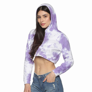 400gsm Heavyweight Women's Crop Top Winter Sport Hoodie Nuevo estilo French Terry Puffer Jacket con cremallera Collar Front Pullover - Product Image 2