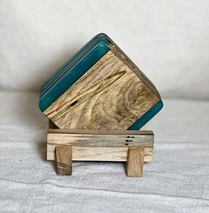 Lot de 4 sous-verres en résine et en bois de haute qualité, couleur unique et personnalisée, vente en gros - Product Image 3