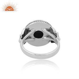 แหวนพลอยโอนิกซ์สีดำธรรมชาติเงินสเตอร์ลิงเครื่องประดับสำหรับผู้หญิงของขวัญสำหรับผู้ผลิตเครื่องประดับชั้นดีจากเธอ - Product Image 4
