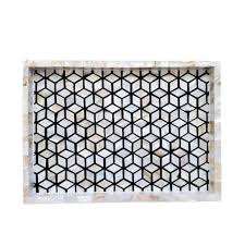 Bandeja de almacenamiento con incrustaciones de hueso de lujo de calidad superior Bandeja decorativa elegante para el hogar y el restaurante con diseño de calidad - Product Image 4