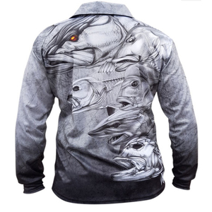 Chemises polo de pêche pour hommes à manches longues, confortables, en polyester 100 %, avec impression par sublimation personnalisée, prix bas, UPF 50 - Product Image 6