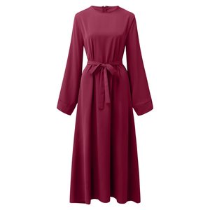 Vestido musulmán liso elegante para mujer, mangas acampanadas, informal, Abaya Kaftan, vestido largo vaquero para mujer, ropa árabe tradicional - Product Image 3