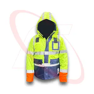 Fida Hussain High Visibility Security Jacket 100% polyester Windproof Safety Security Bomber Jacket for Safety Clothing
