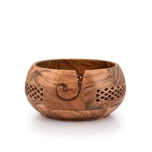 Grand bol de fil en bois décoration de table haute vente et porte-fil à offrir bol de rangement au crochet de couleur brun poussiéreux fabriqué à la main - Product Image 2