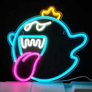Letrero de Neón Personalizado de Super Mario Roi Boo, Luces LED USB, Cuerpo de Acrílico/Silicona/PVC Rojo, Entrada de 220V/5V para Dormitorio o Uso en Exteriores - Product Image 1