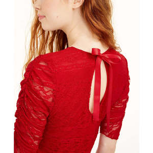 Camicetta Casual da Donna in Seta American Rag con Laccetti Posteriori e Design in Pizzo con Motivo Ricamato Rosso Scuro Taglie XL 4XL Disponibile anche Taglia Unica - Product Image 3