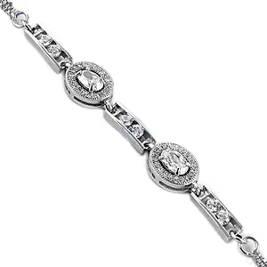 Women's Silver Beaded <b>Bracelet</b> with CZ Stones Trendy Daily Wear Religious Jewelry Main Material <b>Copper</b> Pearl Diamond Zircon - Product Image 2