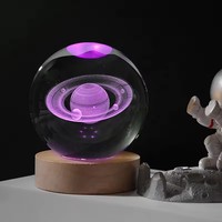Lampu Malam Grosir 3D Ornamen Kristal Interior Bola Kristal Kecil Lampu Malam Bercahaya Dengan USB