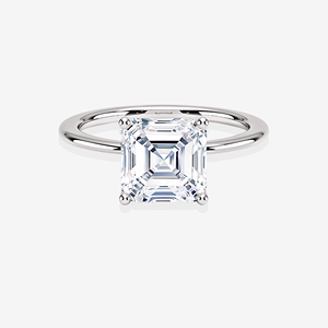 Bague de Fiançailles Classique Solitaire en Diamant de Laboratoire Taille Asscher, Or 9K, Bande en Or 9K, Platine, Géométrique, pour Homme, Idéale pour Promesse, Certifié IGI - Product Image 5