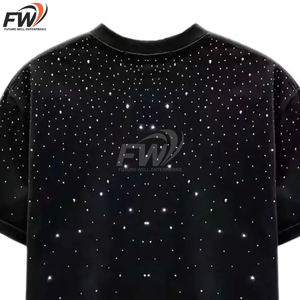 Camiseta Personalizada con Pedrería al por Mayor para Hombre / Camiseta Extra Grande con Pedrería y Patrón Antiarrugas de Manga Corta - Product Image 3