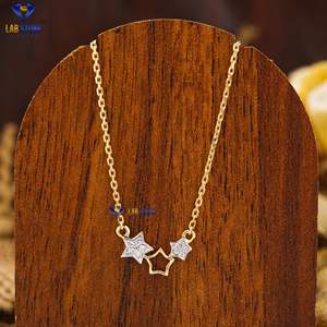 0,05 TDW Diamante de corte redondo Colgante de oro amarillo de color EF-VS Colgante de diamante centelleante pequeño de Labstone - Product Image 1