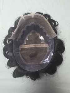 Peluca de Cabello Humano con Frente de Encaje para Hombres, con Ondas Naturales y Estilos Rizados, Parches de Cabello Indio Suave - Product Image 2