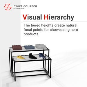 Mesas Auxiliares Modernas Rectangulares con Tapa de Cristal para Tiendas Minoristas - Product Image 4