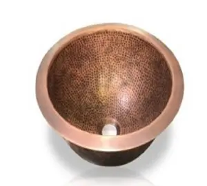 Heavy Duty Copper Hammered Sink Indian Decorative Hotel Bath Copper Color Sink Modern Design Small Shape Round Copper Heat Sink