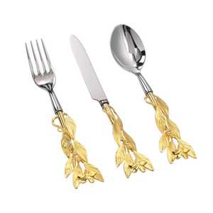 Leaf Design Handle Metal <b>Cutlery</b> <b>Set</b> For Wedding Restaurant Hotel Use with Custom Logo From India - Product Image 6