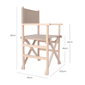 Sedia da Regista WELL HOME in Tela Grigio Pietra 51x46x86 cm, Legno di Faggio con Finitura Non Verniciata - Product Image 3