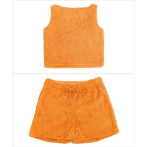 Ensemble de sweat à capuche et short zippé en demi-coton beige 100% pour femmes dernière conception OEM survêtement de jogging en polaire à motif solide - Product Image 5