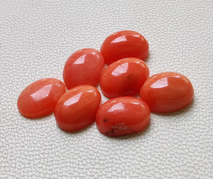 Piedras preciosas de cabujón de forma ovalada de Coral rojo Natural italiano para fabricación de joyas piedras sueltas calibradas 6X8 MM tamaño calidad - Product Image 1