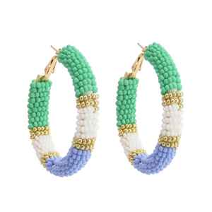 Pendientes de cuentas bordados tradicionales para aspecto festivo Pendientes de cuentas bordados a mano coloridos para mujer a precio barato - Product Image 6