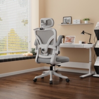 Chaise de bureau ergonomique moderne en maille pivotante avec accoudoirs réglables manuellement et dossier haut réglable en hauteur