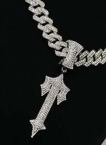 Iced Out with T Pendant 50cm, collar de acero inoxidable con diamantes brillantes, joyería de estilo hip-hop para hombres - Product Image 2