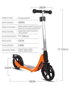 Adjustable Height Lightweight Eco-Friendly Kick <b>Scooter</b> with 200mm <b>Wheels</b> Smooth Ride Folding for Kids Teens & Adults - Product Image 6