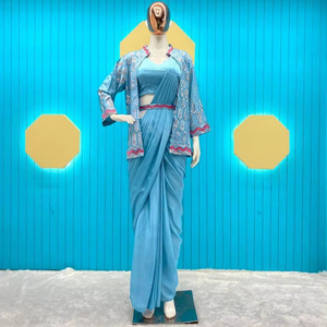 FANCY LISTO PARA USAR SAREE CON KOTI Y BLUSA FULLSTICHED - Product Image 1