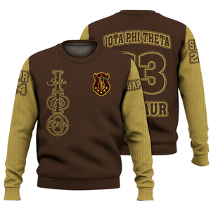 Iota Phi Theta 1963 Chenille Patch Knit Sweater Greek Fraternity Pullover Acrílico Greek Life Apparel Ropa de invierno - Product Image 1