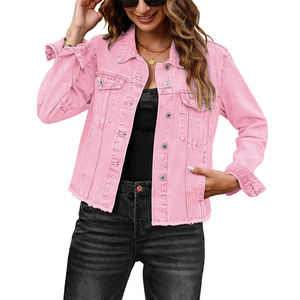 Nuevo estilo de las mujeres prendas de vestir exteriores de alta calidad chaqueta de mezclilla OEM ODM servicio de las mujeres chaquetas de mezclilla para la venta en línea - Product Image 1