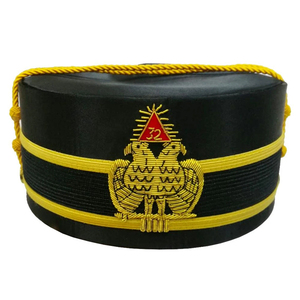 Casquette maçonnique Broderie à la main 32e degré Ailes DOWN Rite écossais Casquette maçonnique - Product Image 1