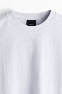 T-shirt personnalisé pour hommes en coton épais 480 GSM couleur gris clair vierge manches courtes été logo brodé design - Product Image 3