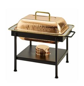 Plato de frotamiento de cobre de diseño con soporte de combustible dual y cuerpo de calibre pesado hecho para salones de banquetes y recepciones de bodas - Product Image 1