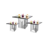 Support à gâteau personnalisable éco-responsable The Crafts avec métal argenté et verre, présentoirs de buffet de qualité supérieure