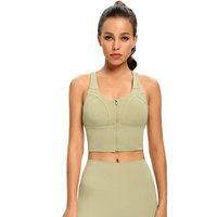 Toptan özel yüksek kaliteli kadın XL spor Yoga spor sutyeni Tops ön fermuar nefes yelek itin koşu seksi spor sutyen