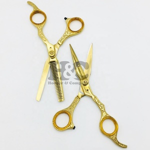 New Golden Scissors Straight Sharp Stainless Steel Hair Cutting Thinning Scissors <b>Set</b> Gold <b>Barber</b> Shears Beauty Scissors - Product Image 3