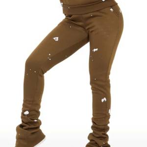 Conjunto de Sudadera con Capucha y Pantalones Deportivos para Mujer con Diseño de Salpicaduras de Pintura Marrón, Estilo Moderno, Casual, Cómodo y para Uso Diario - Product Image 5