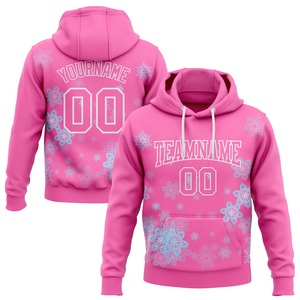 Pink Hooded Sweatshirt with Solid Cotton Fleece Quick Dry Personalized Name and Number Unisex Winter Casual Wear - Product Image 1