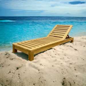 Chaise longue en teck style profond pour mobilier d'extérieur de plage - Product Image 1