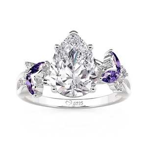 Jeulia <b>Twisted</b> Purple Butterfly Pear <b>Shaped</b> Fashion Ring - Product Image 2