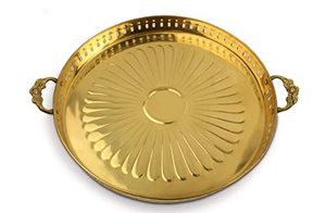 Calvin ถาดทองเหลืองสำหรับเสิร์ฟพร้อมถาดรองทองเหลืองสำหรับเสิร์ฟหรูหราถาดตกแต่งห้องครัว - Product Image 2