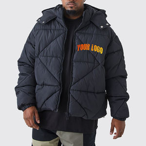 High Quality Custom Color Solid Color Quilted <b>Padded</b> Bubble Puffer <b>Jacket</b> Solid Color <b>Lightweight</b> Hooded <b>Men's</b> Down <b>Jacket</b> - Product Image 1